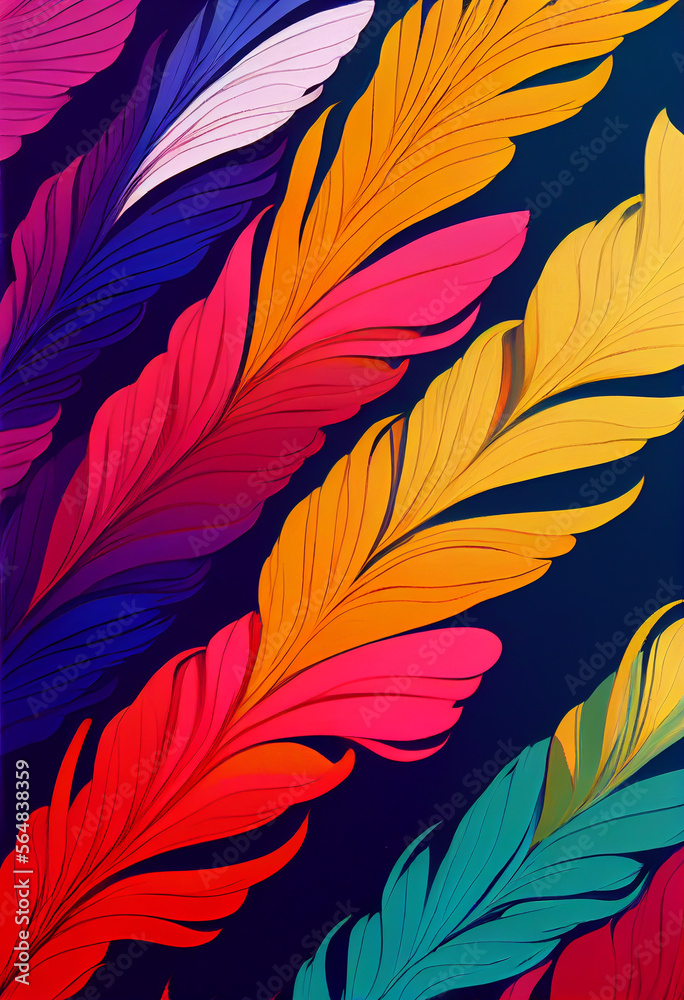 Abstract Colorful Feathers rendering art Generative AI Content by Midjourney Abstract Colorful Feathers rendering art Generative AI Content by Midjourney