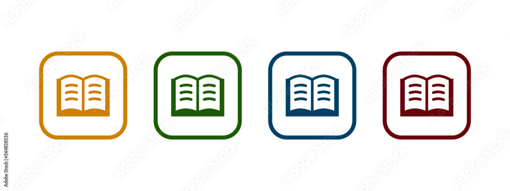 Open book vector graphic illustration. Reading book icon in different color design. Open book vector graphic illustration. Reading book icon in different color design.