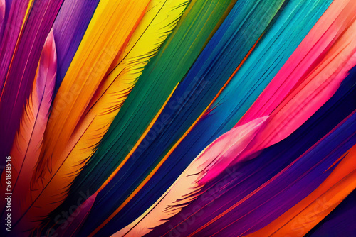 Abstract Colorful Feathers rendering art Generative AI Content by Midjourney