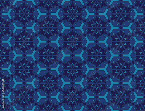 Geometric ethnic pattern seamless flower color oriental.
seamless pattern.Design for fabric,curtain,blue background, carpet, shawl,clothing,wrapping, Batik,fabric,handkerchief,Vector illustration.