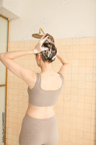 Washing hair in the shower