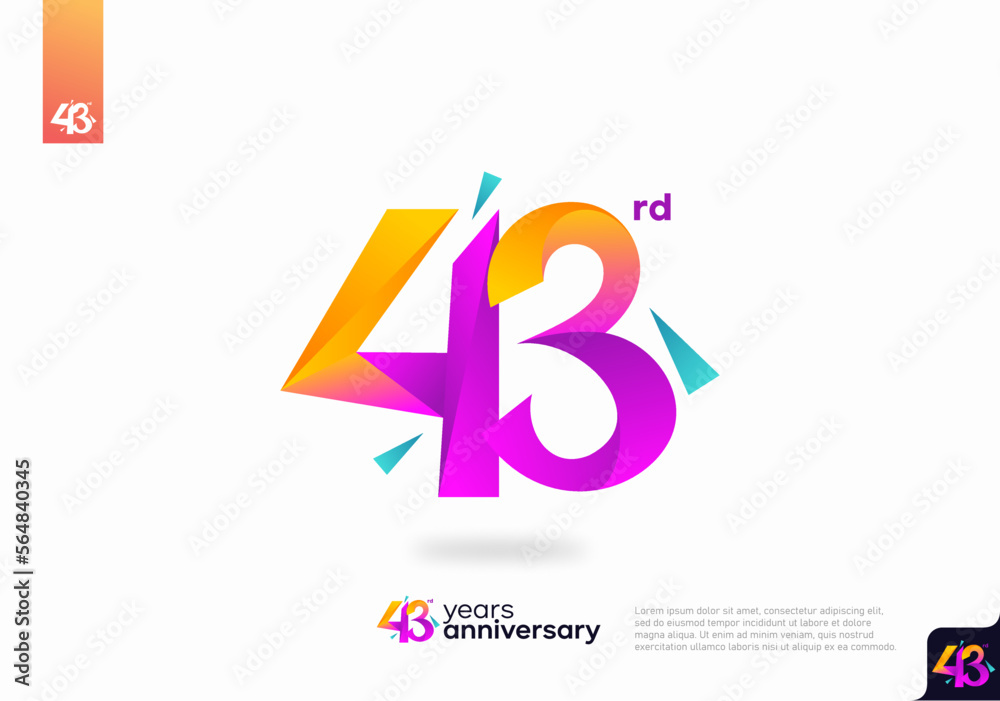 Number 43 logo icon design, 43rd birthday logo number, anniversary 43 Number 43 logo icon design, 43rd birthday logo number, anniversary 43