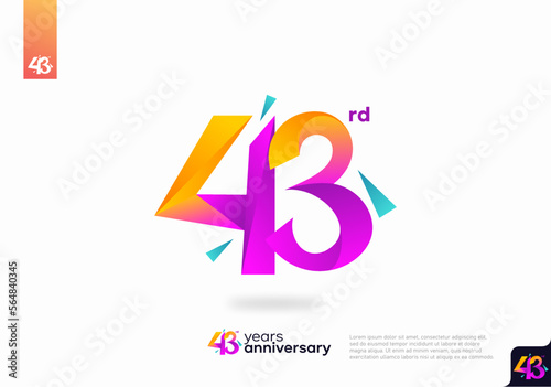 Number 43 logo icon design, 43rd birthday logo number, anniversary 43