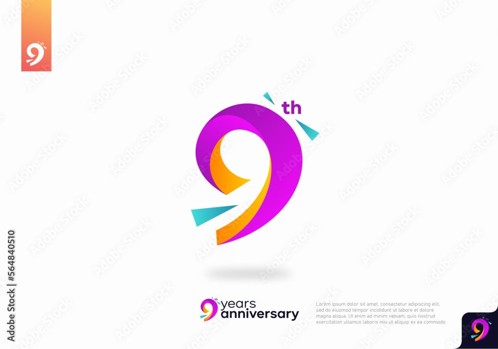Number 9 logo icon design, 9th birthday logo number, anniversary 9 Number 9 logo icon design, 9th birthday logo number, anniversary 9