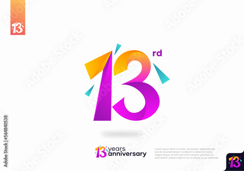 Number 13 logo icon design, 13rd birthday logo number, anniversary 13