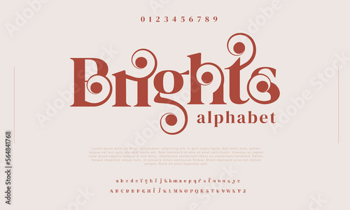 Brights swash ligature luxury alphabet. Abstract font typeface