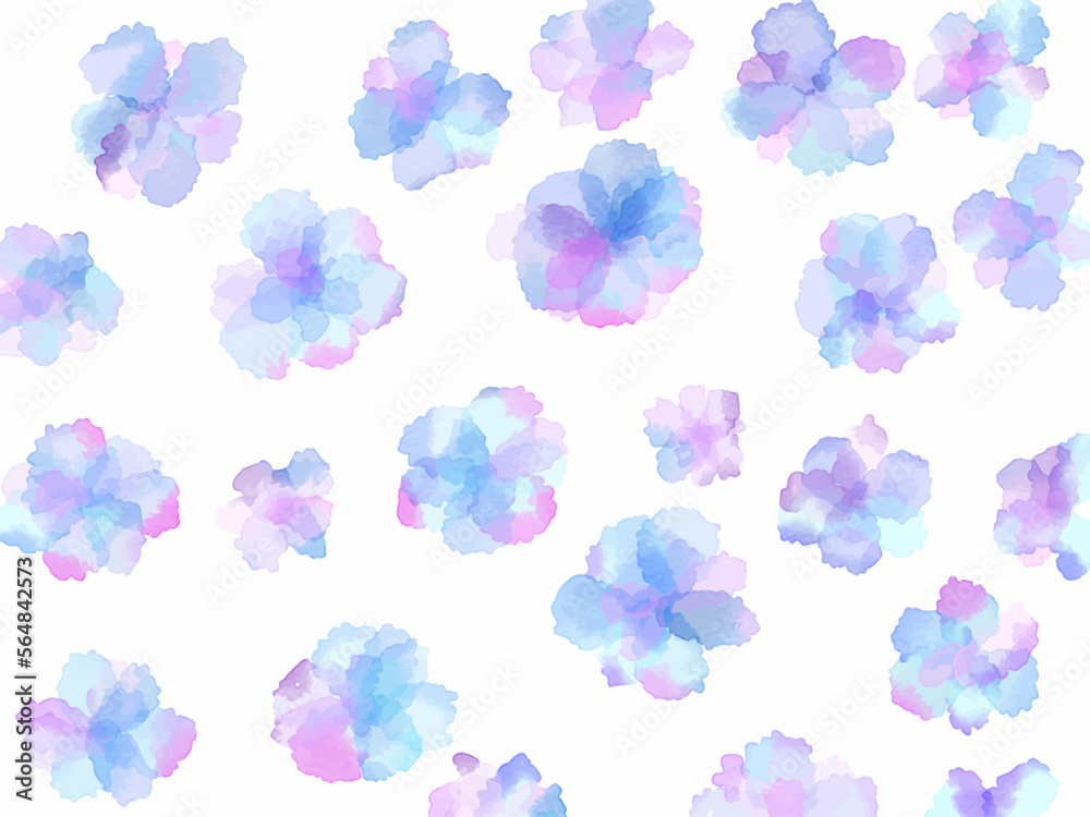 青いお花水彩 青いお花水彩