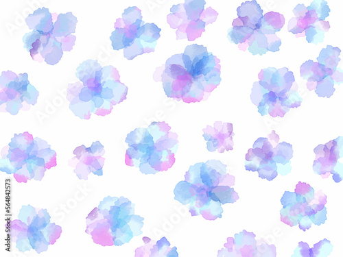 青いお花水彩