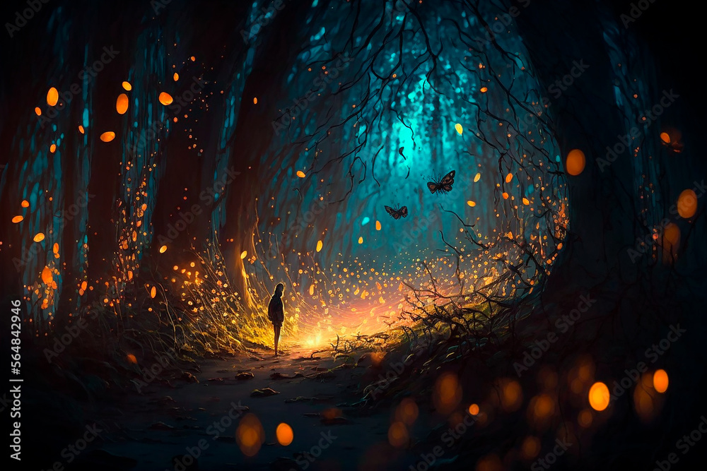 Fototapeta premium watching fireflies. Generative AI