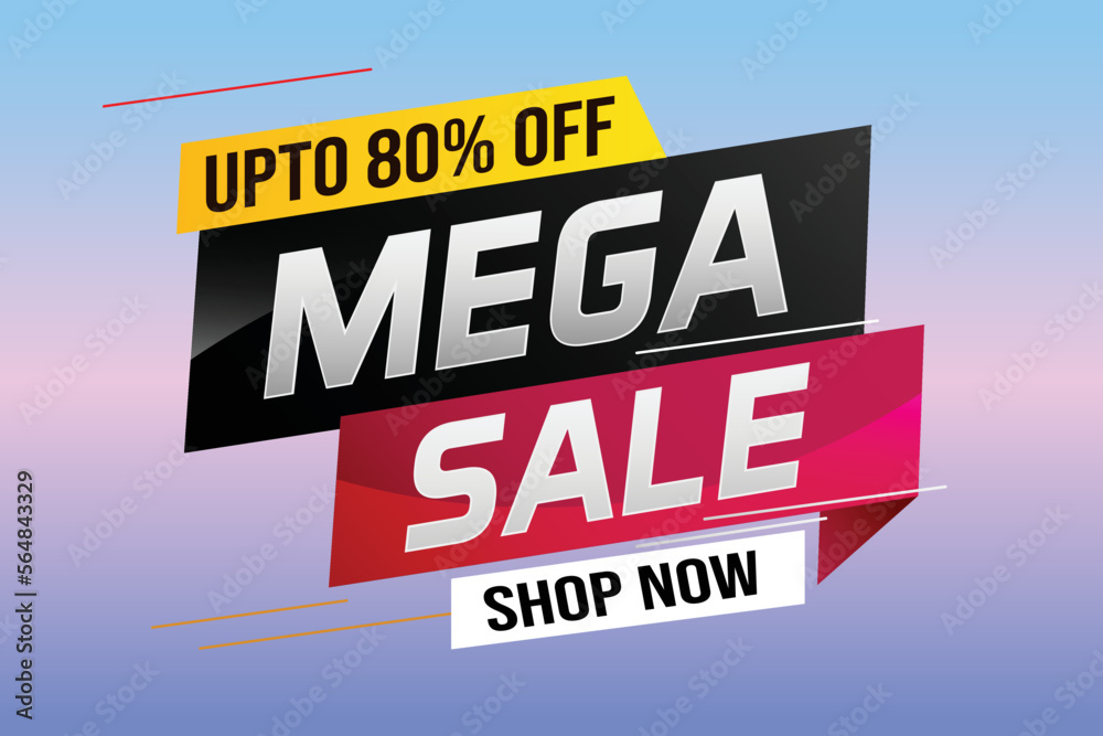 Fototapeta premium mega sale word concept vector illustration with lines and 3d style, landing page, template, ui, web, mobile app, poster, banner, flyer, background, gift card, coupon, label, wallpaper 