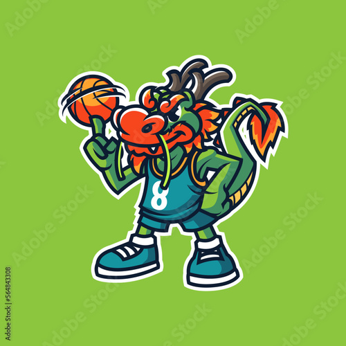 Dragon Cartoon Mascot Illustration for Sticker and Print (ID: 564843308)