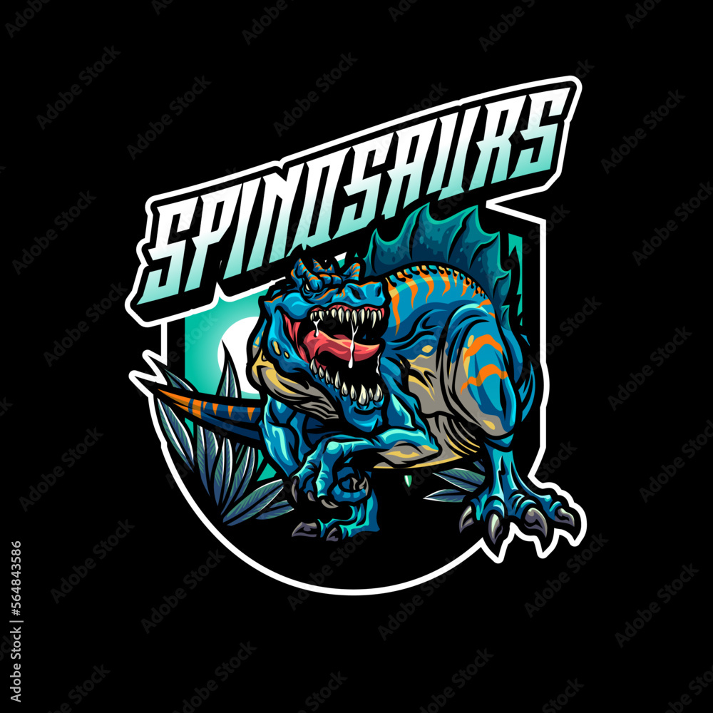 Spinosaurus Dinosaur Mascot Logo for Gaming and Sport Team