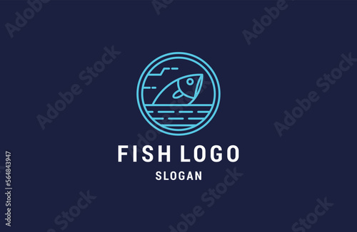 Fish Logo design vector Template. Logotype shop seafood restaurant