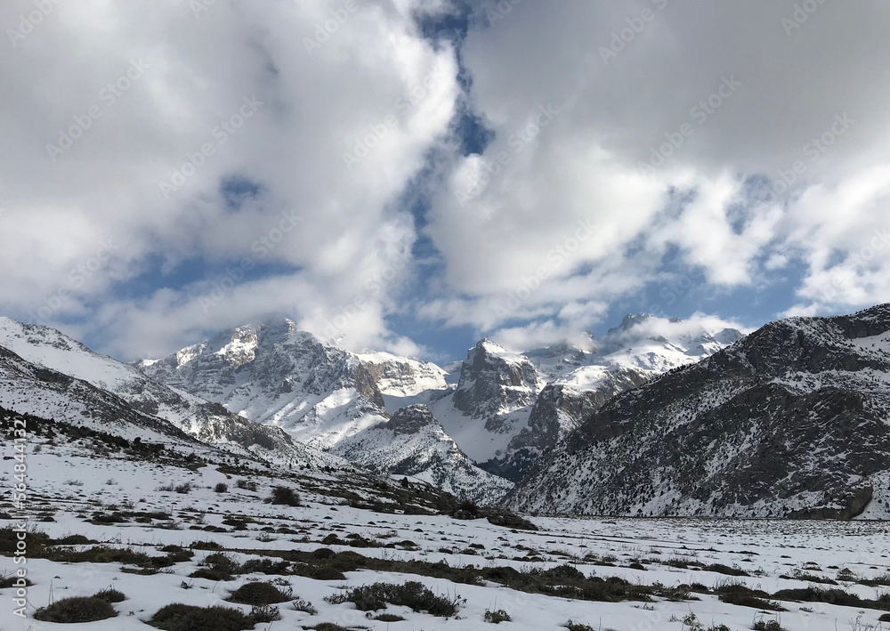 Cloudy day at Aladaglar Mountain Range in Nigde, Turkey. Aladaglar is most important mountain range in Turkey.
