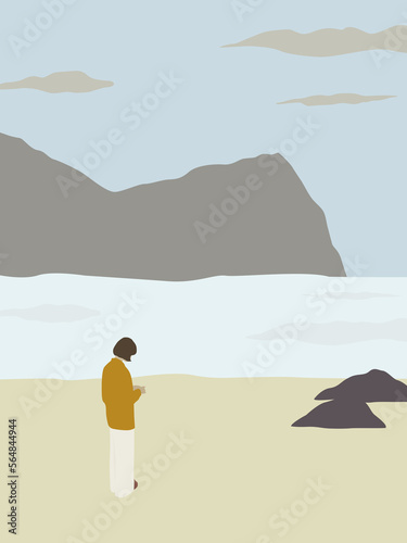 Woman on empty beach