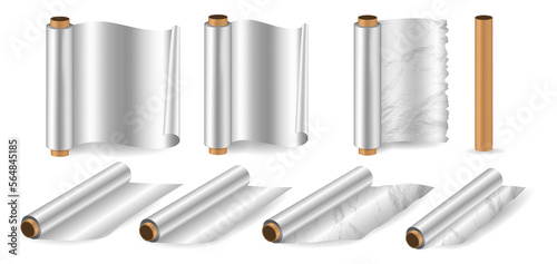roll of aluminum foil isolated on white