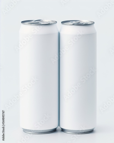 Mockup two White Metal Aluminum Beverage Drink Can 500ml, 0,5L . Beer, Soda, Lemonade, Juice, Energy. Mock Up Template Ready For Your Design.