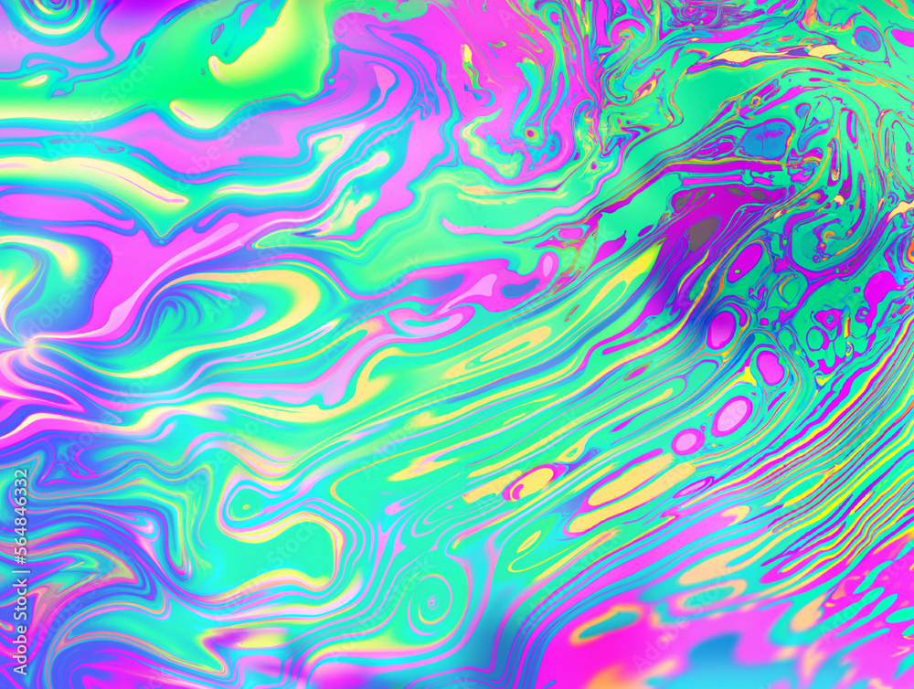 Abstract Glowing Neon Fluid 90s background, Vaporwave Styled, Created with Generative AI Technology