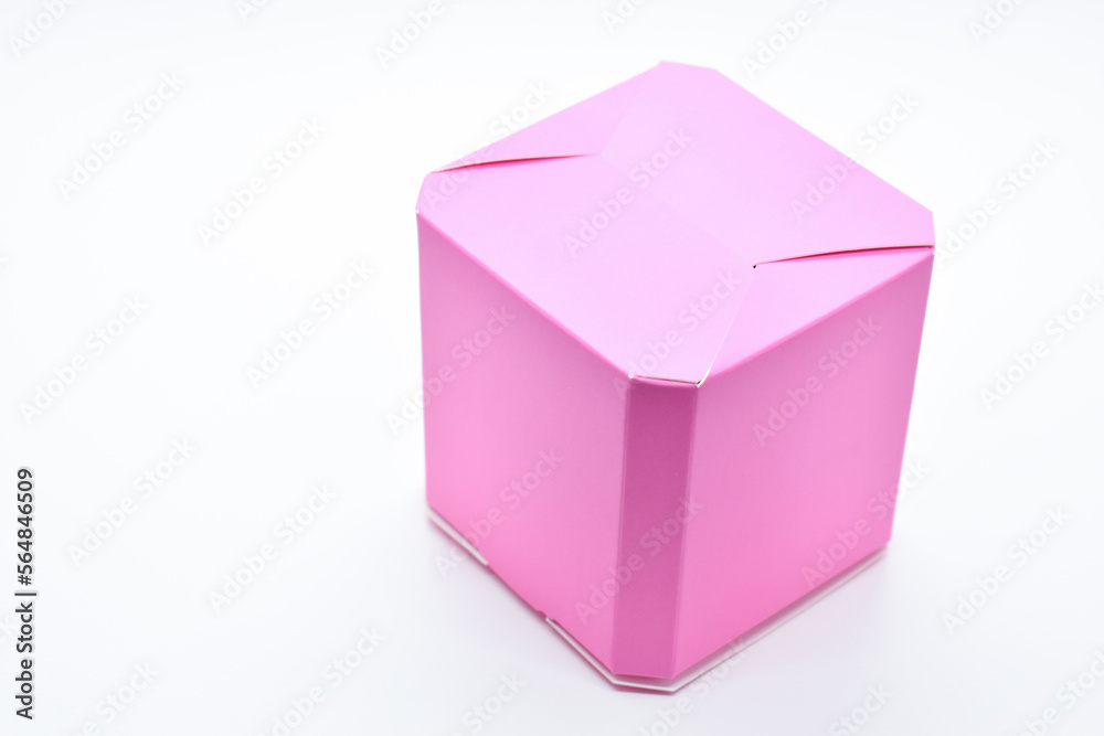 pink paper box on white background, package for design pink paper box on white background, package for design