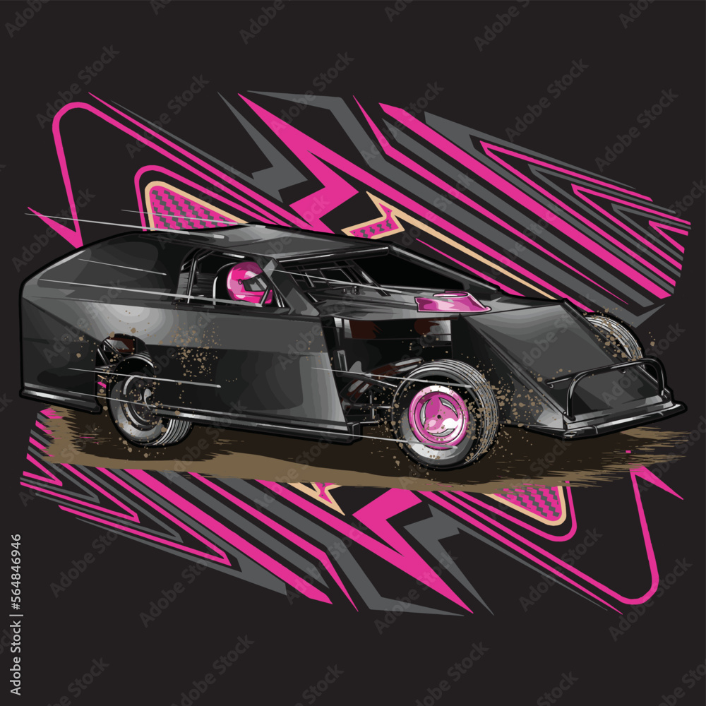 Dirt Racing Car splash, isolated on black background, for t-shirt business, digital printing, screen printing and poster