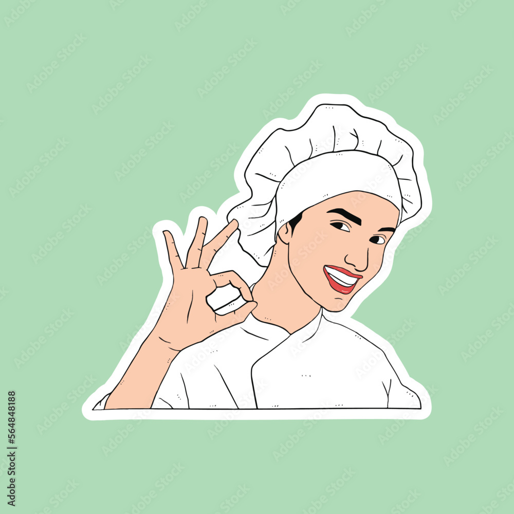 female chef with hand gesture female chef with hand gesture
