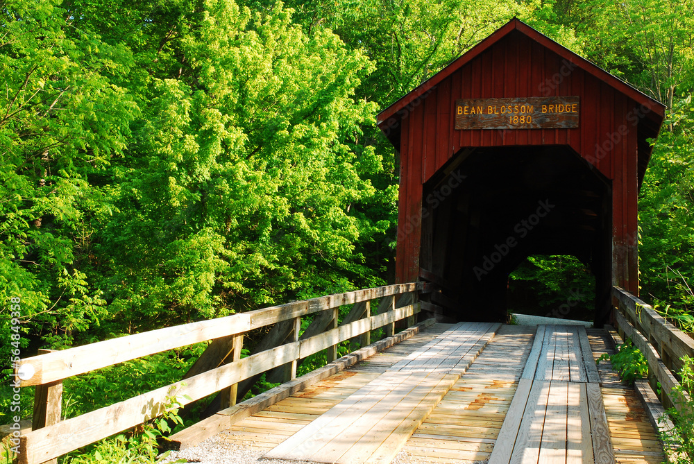 The Beanblossom Covered Bridge allows a rural country road to pass over a brook as it has for more than a century in Indiana