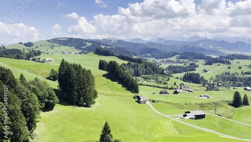 View of the green meadows and mountains