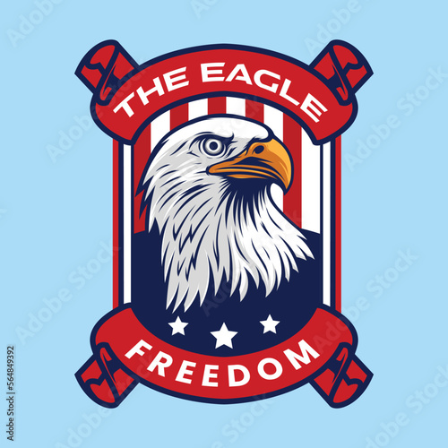 Bald eagle head with USA badge logo