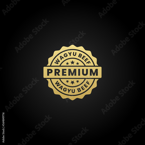 premium wagyu beef seal vector or wagyu beef label vector on black background. best wagyu beef label for the best product. Elegant wagyu beef seal for original meat from japan.