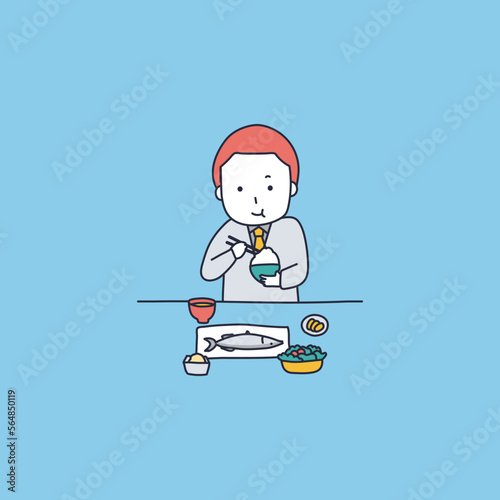 サラリーマンのランチは定食が最適解！なイラスト素材｜mayucolor09