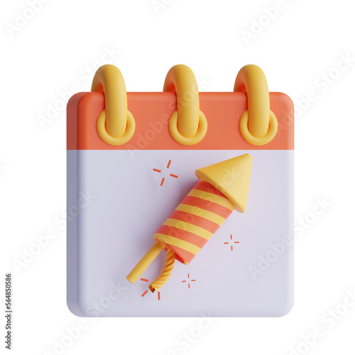 3d calendar firework icon