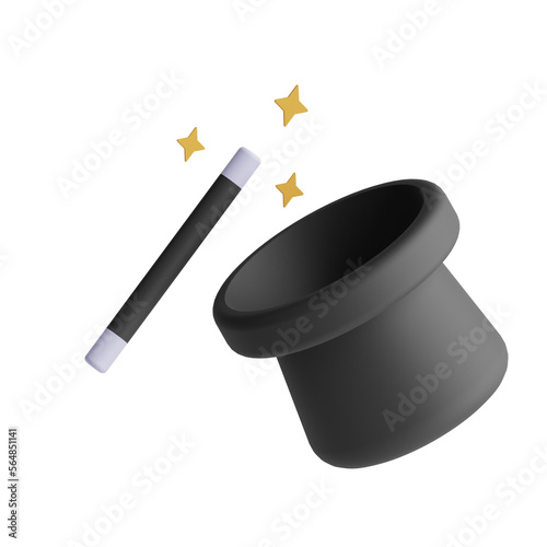 3d magic hat icon
