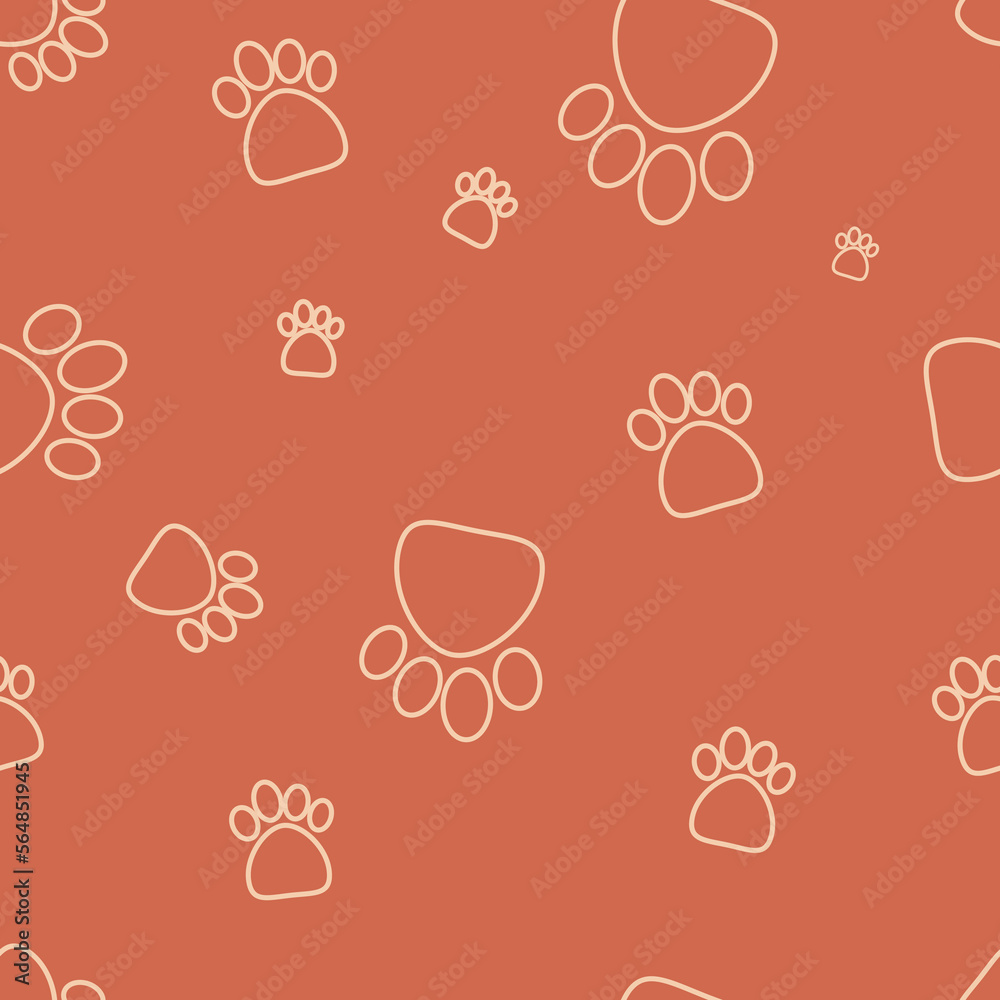 seamless pattern outline paws background seamless pattern outline paws background