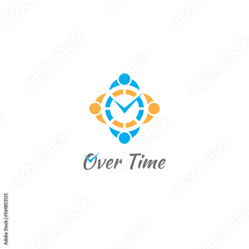 Over time watch with some people logo vector,