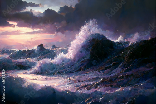 Storm landscape purple light