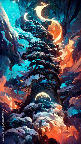 forest in the night skystat illustration Generative AI Content by Midjourney