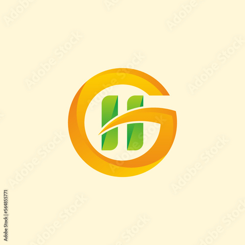 GH letter with orange and green gradient color