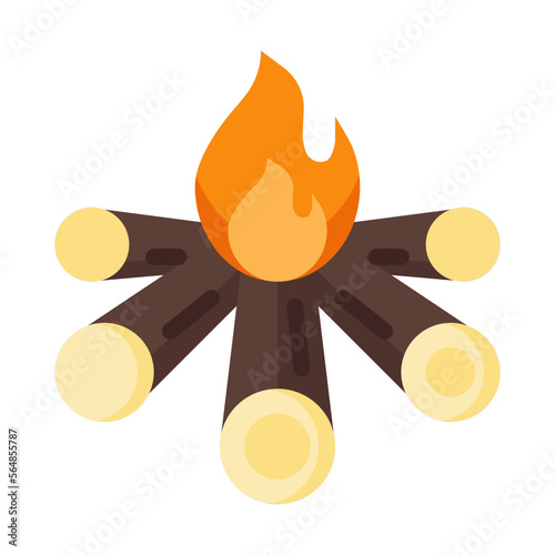 Campfire icon flat style vector, firewood icon, wood icon, fire icon