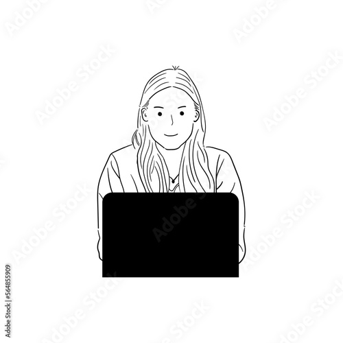 illustration of a woman working on a laptop