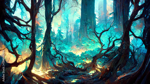 forest in the night background illustration Generative AI Content by Midjourney