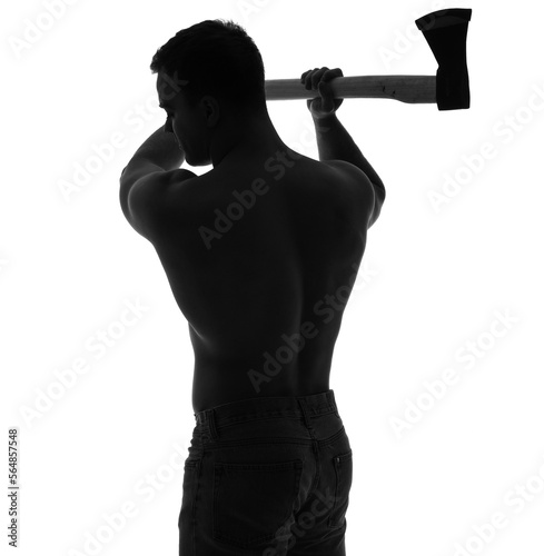 Silhouette of muscular youn...