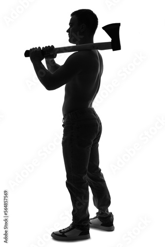 Silhouette of muscular youn...