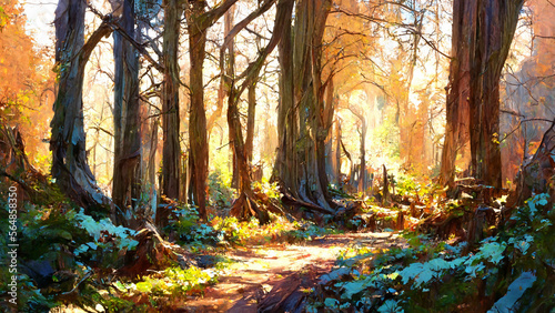 Medieval style and features forest illustration Generative AI Content by Midjourney © simon