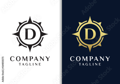 Letter D compass logo design vector image