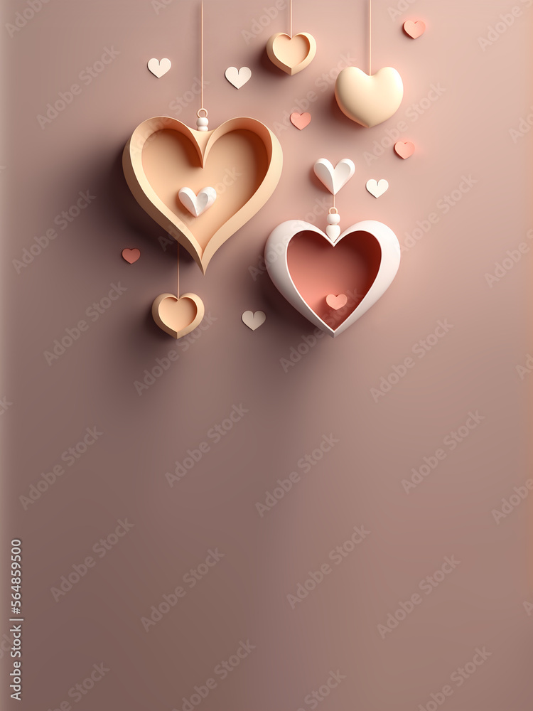 Valentine Romantic 3D Background. Generative AI Valentine Romantic 3D Background. Generative AI