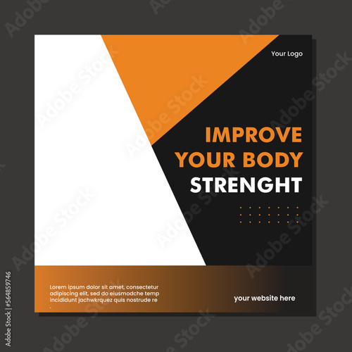 Fitness gym social media post square banner template for fitness studio promotion