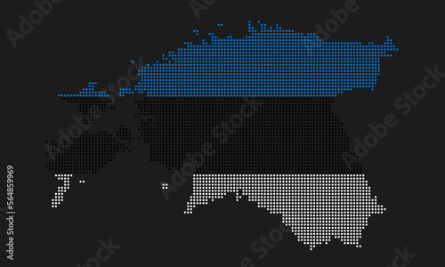 Estonia dotted map flag with grunge texture in mosaic dot style. Abstract pixel vector illustration of a country map with halftone effect for infographic. 