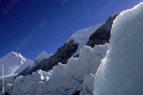Ice formations on side of glacier, Cho Oyu
