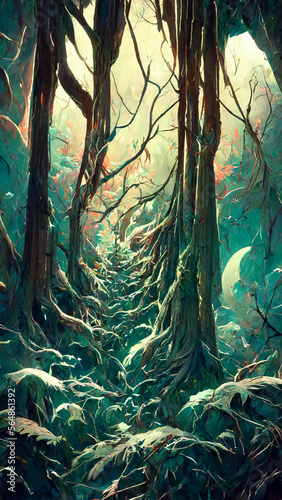 forest in the night illustration Generative AI Content by Midjourney