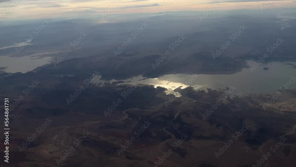 Aerial of Lake in Nevada Red Rocks